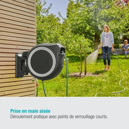 GARDENA Avvolgitubo automatico da parete RollUp L 30 m con bordo bianco