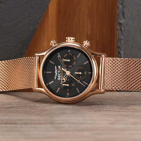 Orologio SECTOR uomo 660 multi funzione acciaio oro rosa / nero