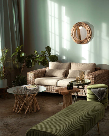 Tavolino "Kavir" struttura in radici di teak finitura naturale per interni