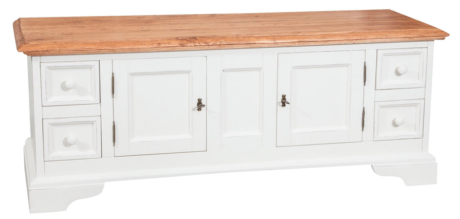 Biscottini Biscottini Mobile Porta TV Country Legno Tiglio Bianco Anticato Naturale