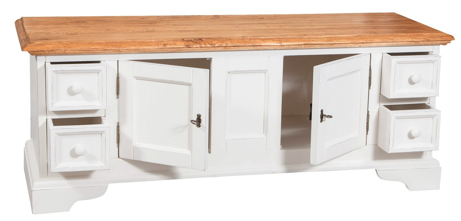 Biscottini Biscottini Mobile Porta TV Country Legno Tiglio Bianco Anticato Naturale