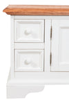 Biscottini Mobile porta tv Country in legno massello di tiglio struttura bianca anticata piano finitura naturale Made in Italy