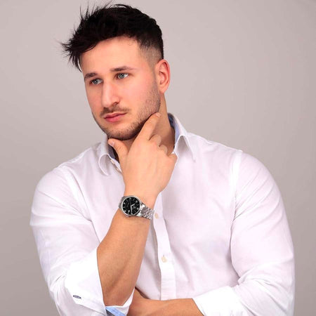 Orologio LUCIEN ROCHAT uomo Montreux data acciaio / nero