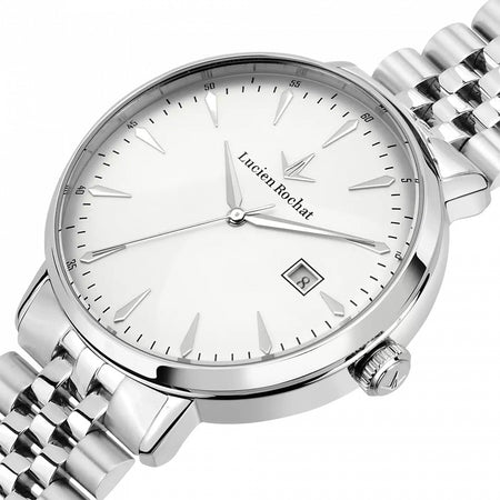 Orologio LUCIEN ROCHAT uomo GarCon data acciaio / bianco