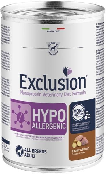 Exclusion Hypoallergenic paté Cani Adulti All Breeds coniglio e patate 400 gr