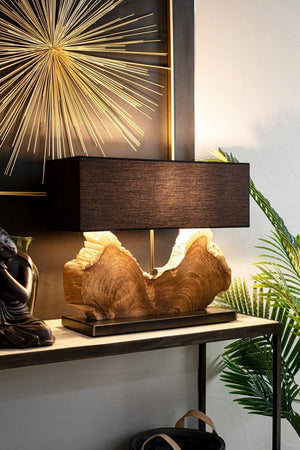 Lampada da tavolo "Naga" inegno di teak riciclato h 55 cm