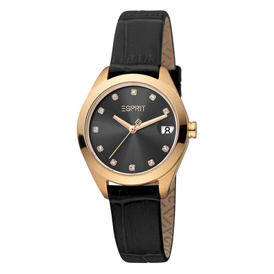 Orologio ESPRIT donna Jubilee Data pelle nero / oro rosa