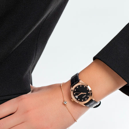 Orologio ESPRIT donna Jubilee Data pelle nero / oro rosa