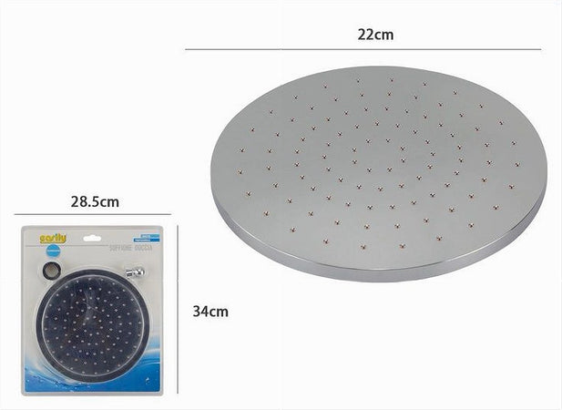 Soffione Per Doccia Anticalcare In Abs Cromato Effetto Pioggia Tondo 22 Cm 59226