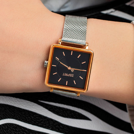 Orologio ESPRIT donna Square tempo acciaio mesh / nero