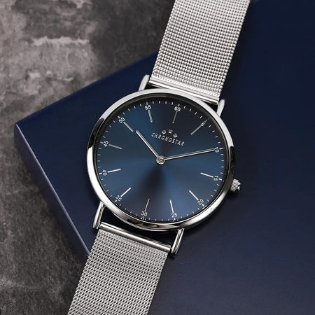 Orologio CHRONOSTAR uomo Preppy tempo acciaio mesh / blu