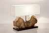 Lampada da tavolo Naga inegno di teak riciclato h 55 cm