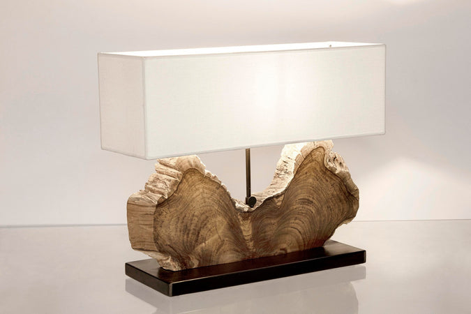 Lampada da tavolo "Naga" inegno di teak riciclato h 55 cm