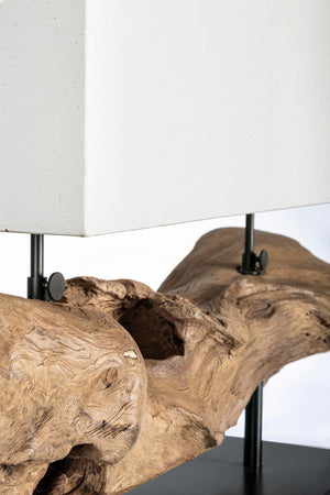 Lampada da Tavolo "Kleta" in legno di teak riciclato 75x25x55h