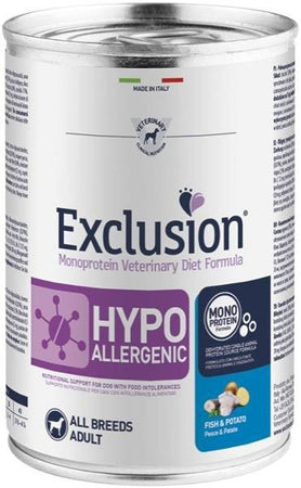 Exclusion Hypoallergenic paté Cani Adulti All Breeds pesce e patate