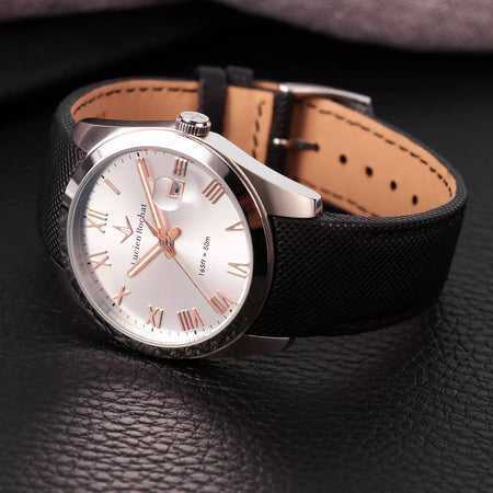 Orologio LUCIEN ROCHAT uomo Leman pelle nero / silver