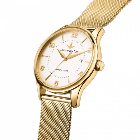 Orologio LUCIEN ROCHAT uomo Montreux acciaio dorato / bianco