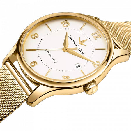 Orologio LUCIEN ROCHAT uomo Montreux acciaio dorato / bianco