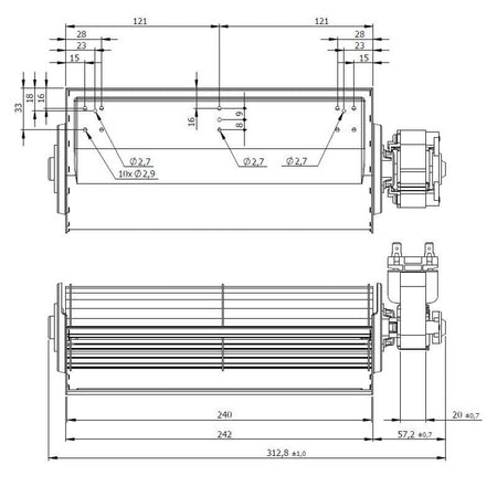 Ventola tangenziale COPREL TFR 65-240/C.20T ASN HT Stufe a Pellet 14706206