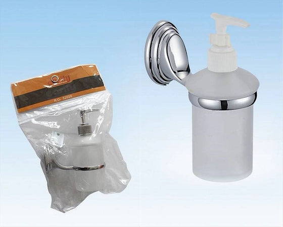 Dispenser Porta Sapone Liquido Vetro Satinato Fissaggio Parete Bagno Circle 52028