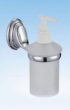 Dispenser Porta Sapone Liquido Vetro Satinato Fissaggio Parete Bagno Circle 52028