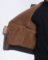 Carlo - Bomber Uomo in Shearling Testa di Moro con Cappuccio