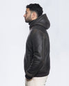 Carlo - Bomber Uomo in Shearling Testa di Moro con Cappuccio