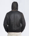 Carlo - Bomber Uomo in Shearling Testa di Moro con Cappuccio