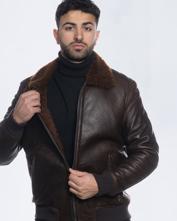 Carlo Bis - Bomber Uomo in Shearling Testa di Moro