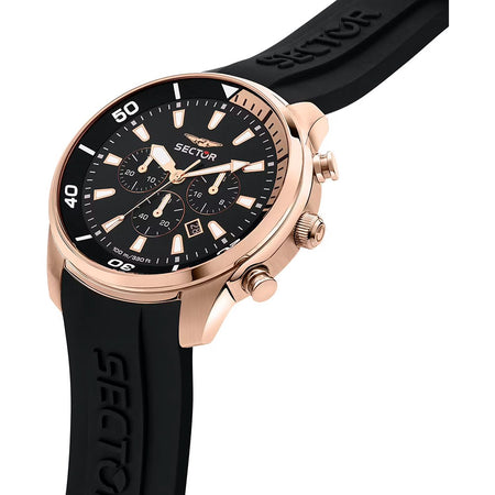 Orologio SECTOR uomo Oversize cronografo gomma nero / oro rosa