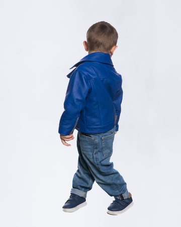 Andrea - Chiodo Bambino Blu in vera pelle