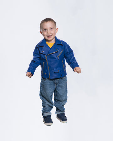 Andrea - Chiodo Bambino Blu in vera pelle