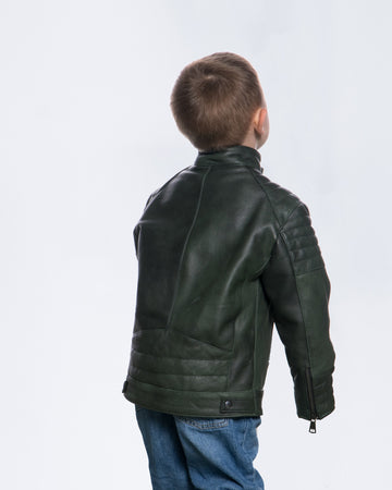 Samuel - Giacca Baby Verde in vera pelle