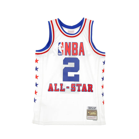 MITCHELL &amp; NESS Canotta Basket Uomo Nba Swingman Jersey Hardwood Classics No.2 Moses Malone All Star Game East 1985 White da uomo