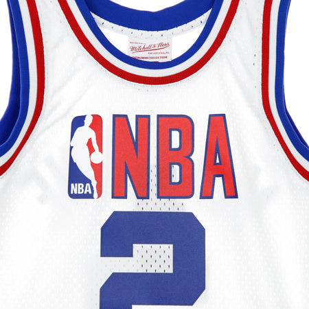 MITCHELL &amp; NESS Canotta Basket Uomo Nba Swingman Jersey Hardwood Classics No.2 Moses Malone All Star Game East 1985 White da uomo