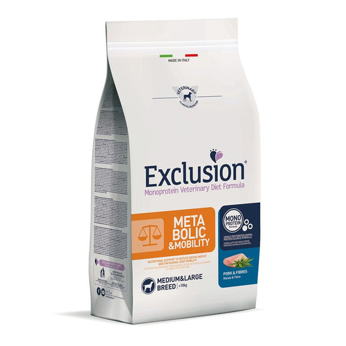 Exclusion Metabolic&Mobility Cane Adulto Medium&Large Breed maiale e fibre