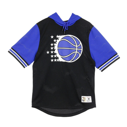 MITCHELL & NESS Felpa Leggera Cappuccio Manica Corta Uomo Nba Buzzer Beater Mesh Hoody Hardwood Classics Orlmag Original Team Colors da uomo