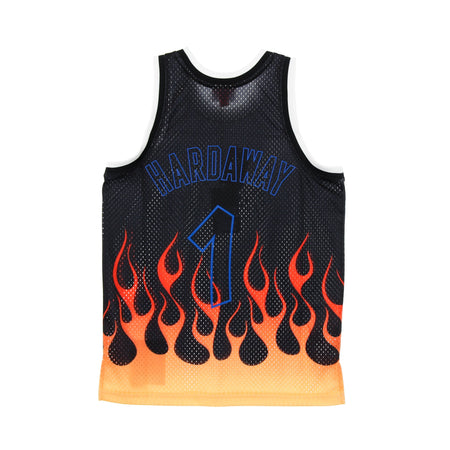 MITCHELL &amp; NESS Canotta Basket Uomo Nba Swingman Jersey Flames Hardwood Classics No.1 Penny Hardaway 1994-95 Orlmag Black/black/multi Color da uomo