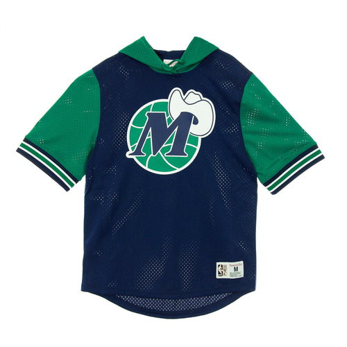MITCHELL & NESS Felpa Leggera Cappuccio Manica Corta Uomo Nba Buzzer Beater Mesh Hoody Hardwood Classics Dalmav Original Team Colors da uomo