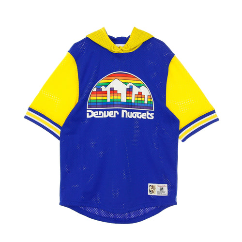 MITCHELL & NESS Felpa Leggera Cappuccio Manica Corta Uomo Nba Buzzer Beater Mesh Hoody Hardwood Classics Dennug Original Team Colors da uomo