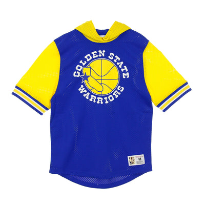 MITCHELL & NESS Felpa Leggera Cappuccio Manica Corta Uomo Nba Buzzer Beater Mesh Hoody Hardwood Classics Golwar Original Team Colors da uomo