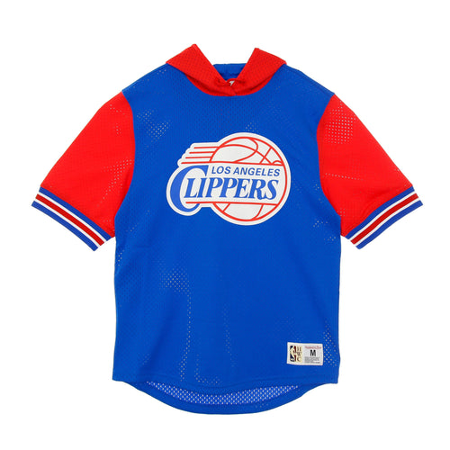 MITCHELL & NESS Felpa Leggera Cappuccio Manica Corta Uomo Nba Buzzer Beater Mesh Hoody Hardwood Classics Loscli Original Team Colors da uomo