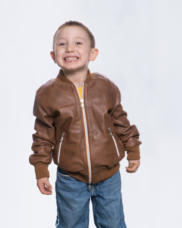 Davide - Bomber Bambino Cuoio in vera pelle
