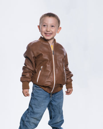 Davide - Bomber Bambino Cuoio in vera pelle