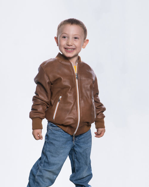 Davide - Bomber Bambino Cuoio in vera pelle