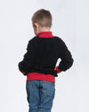 Davide - Bomber Bambino Nero in vera pelle con Dettagli Rossi