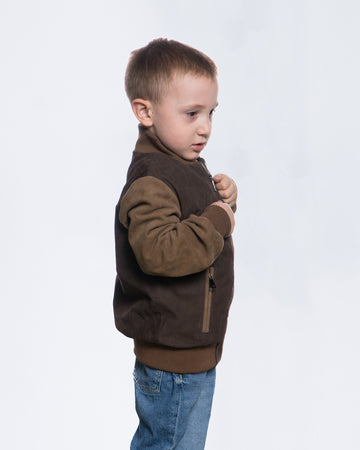 Davide - Bomber Bambino Testa di Moro in vera pelle Scamosciata