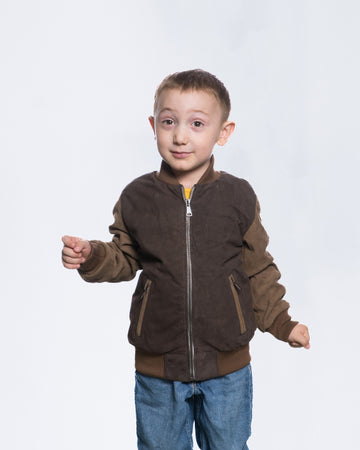 Davide - Bomber Bambino Testa di Moro in vera pelle Scamosciata
