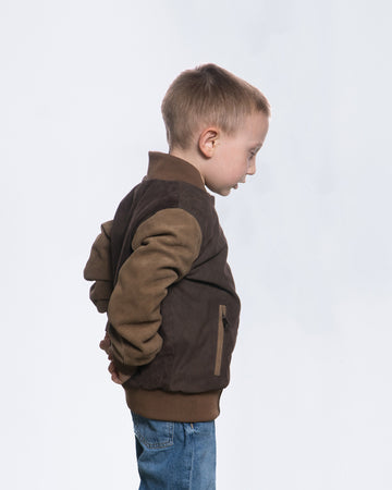 Davide - Bomber Bambino Testa di Moro in vera pelle Scamosciata