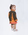 Noa - Giacca Bambina Arancio in vera pelle Scamosciata